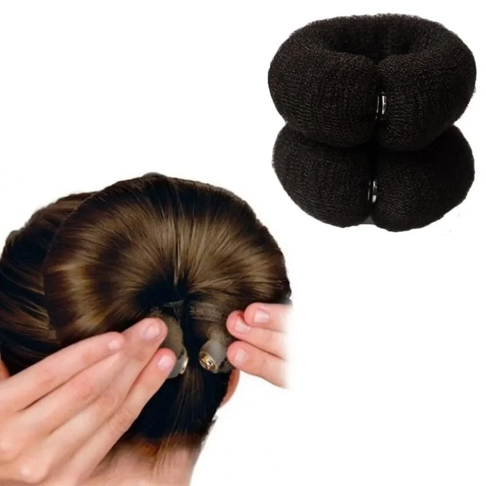 2pcs Mesh Bun Maker Hair Donut Classic Bun Styling Tool Snap Button Easy Updo